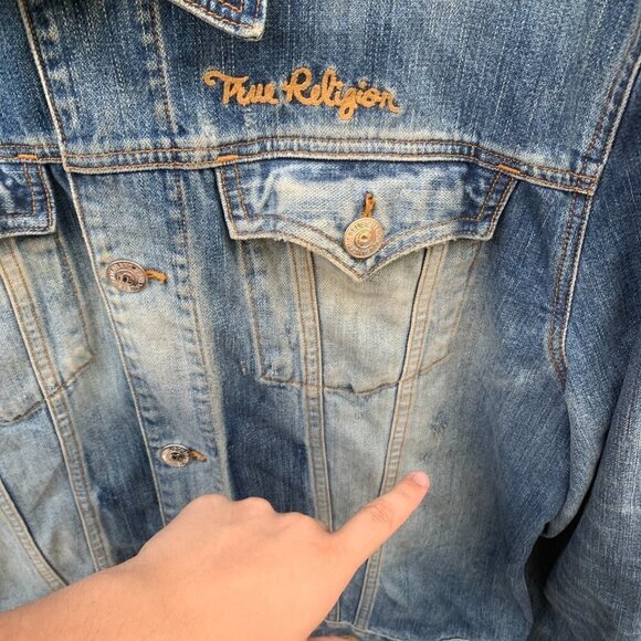 Vintage True Religion Jean Jacket XXL JIMMY Embroidered - Picture 5 of 6